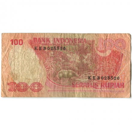 Индонезия 100 рупий 1977 год - Носорог - F