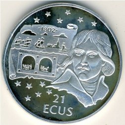 Гибралтар 21 экю 1993 год
