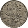 Франция 1/2 франка 1967 год
