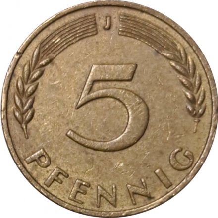ФРГ 5 пфеннигов 1970 год - J