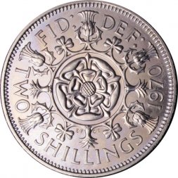Великобритания 2 шиллинга (1 флорин) 1970 год - Роза Тюдоров