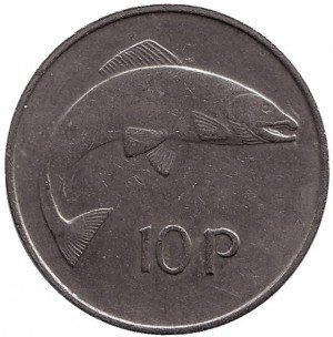 Ирландия 10 пенсов 1976 год - Лосось
