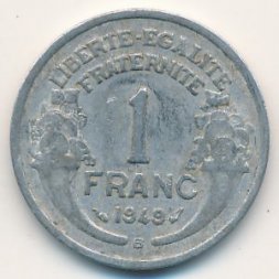 Франция 1 франк 1949 год (B)