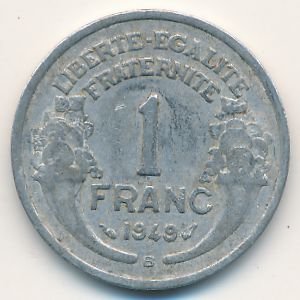 Франция 1 франк 1949 год (B)