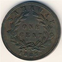 Монета Саравак 1 цент 1882 год