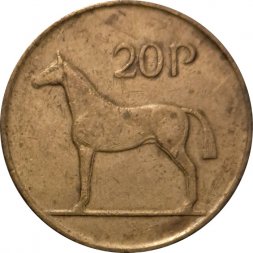 Ирландия 20 пенсов 1988 год - Лошадь. Кельтская арфа