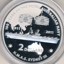 Австралия 2 доллара 2011 год - 100-летие Королевского военно-морского флота
