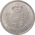 Дания 1 крона 1977 год - Королева Маргрете II