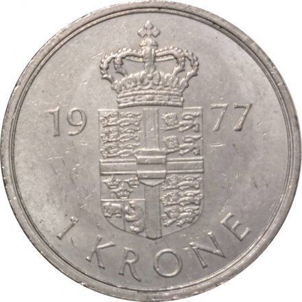 Дания 1 крона 1977 год - Королева Маргрете II