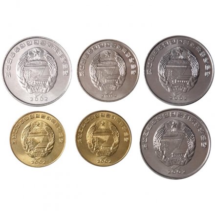 Набор из 6 монет Северная Корея 2002 - Памятная серия ФАО