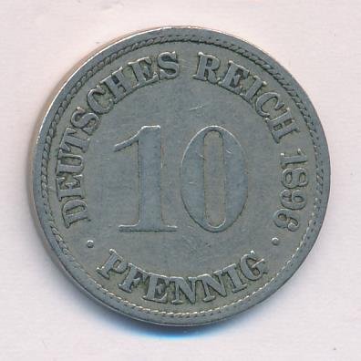 Германия 10 пфеннигов 1896 год (F)