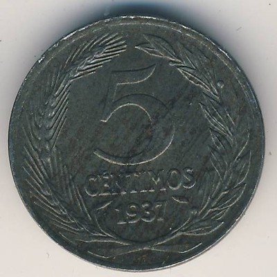 Испания 5 сентимо 1937 год