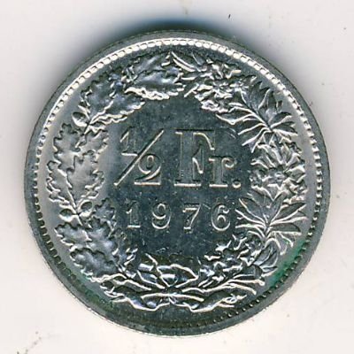 Швейцария 1/2 франка 1976 год