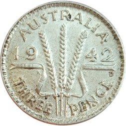 Австралия 3 пенса 1942 год (D)