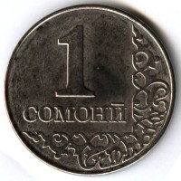 Монета Таджикистан 1 сомони 2011 год