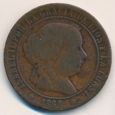 Испания 5 сентимо 1868 год
