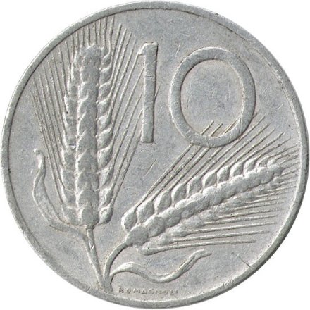 Италия 10 лир 1955 год