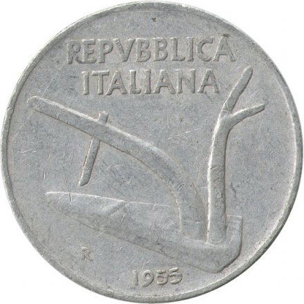 Италия 10 лир 1955 год