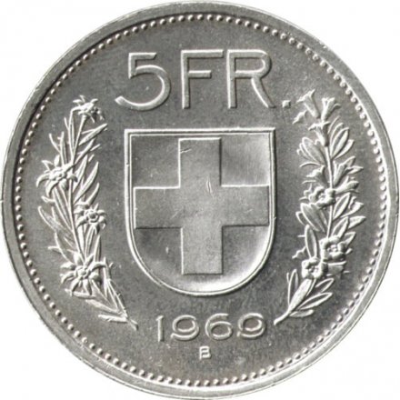 Швейцария 5 франков 1969 год