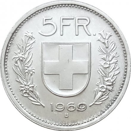 Швейцария 5 франков 1969 год