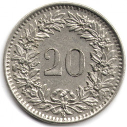 Швейцария 20 раппенов 1964 год