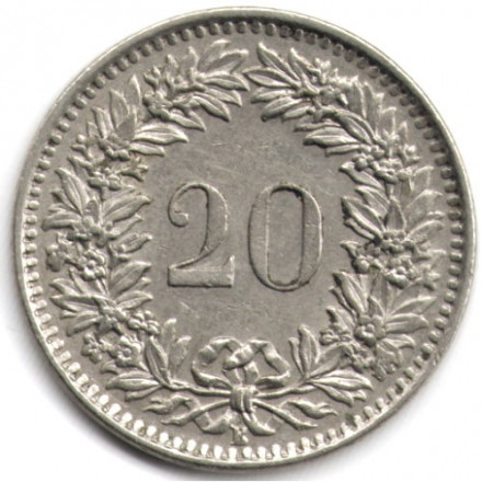Швейцария 20 раппенов 1964 год