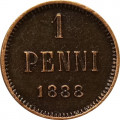 Финляндия 1 пенни 1888 год - Александр III - XF