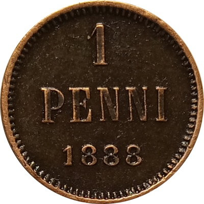 Финляндия 1 пенни 1888 год - Александр III - XF