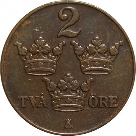 Швеция 2 эре 1930 год - Король Густав V