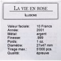 Конго 10 франков 2001 год - Жизнь в розе - Иллюзии (в футляре)