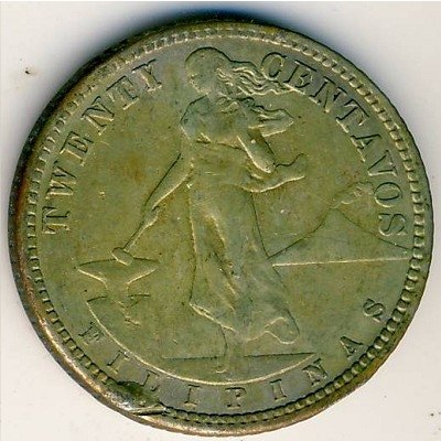 Филиппины 20 сентаво 1907 год