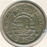 Монета Португальская Индия 3 эскудо 1958 год