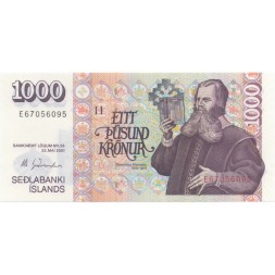 Исландия 1000 крон 2001 год - Деревянная церковь Скалхольт UNC