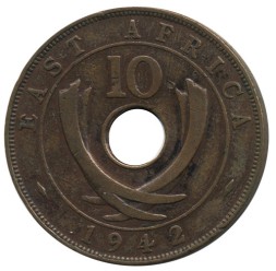 Монета Восточная Африка 10 центов 1942 год - Георг VI