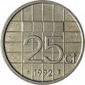Нидерланды 25 центов 1992 год