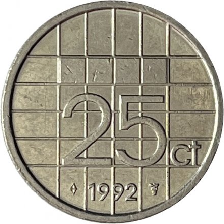Нидерланды 25 центов 1992 год