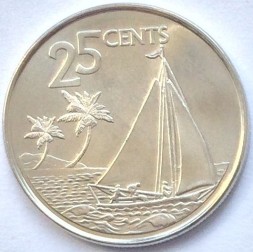 Монета Багамские острова 25 центов 2007 год