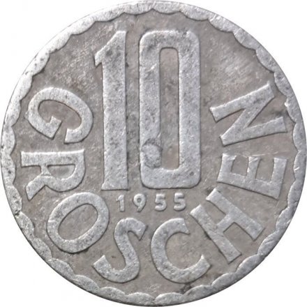 Австрия 10 грошей 1955 год