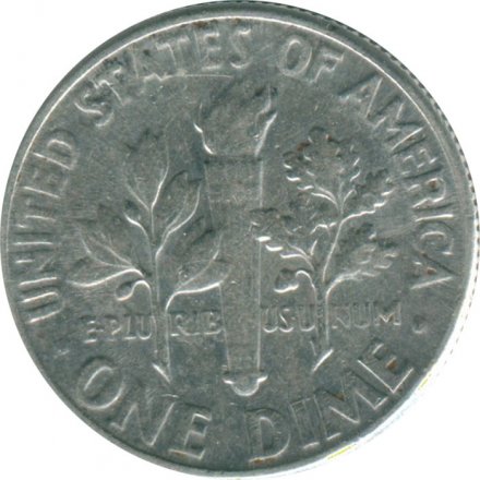 США 1 дайм (10 центов) 1956 год - Франклин Рузвельт (без отметки МД)