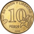 Аргентина 10 песо 2019 год 