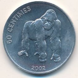 Конго 50 сантимов 2002 год