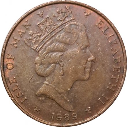 Остров Мэн 1 пенни 1989 год - Токарный станок (AE)