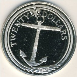 Виргинские острова 20 долларов 1985 год