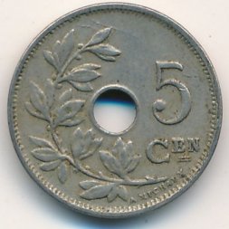 Бельгия 5 сантимов 1921 год