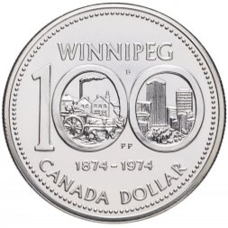 Канада 1 доллар 1974 год - 100 лет городу Виннипег (никель)
