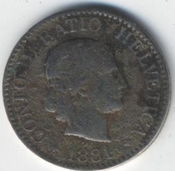 Швейцария 10 раппенов 1881 год