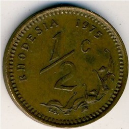 Монета Родезия 1/2 цента 1975 год