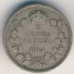 Канада 5 центов 1914 год