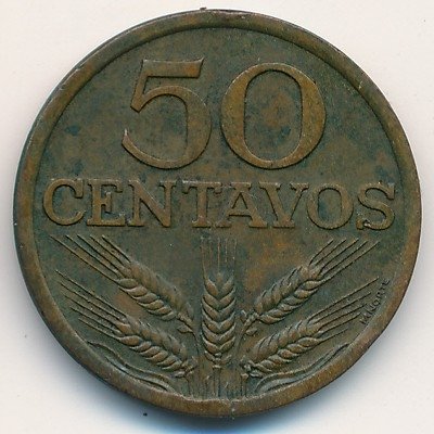 Португалия 50 сентаво 1975 год
