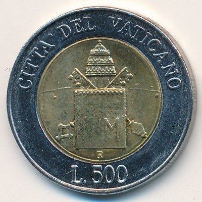 Ватикан 500 лир 2000 год